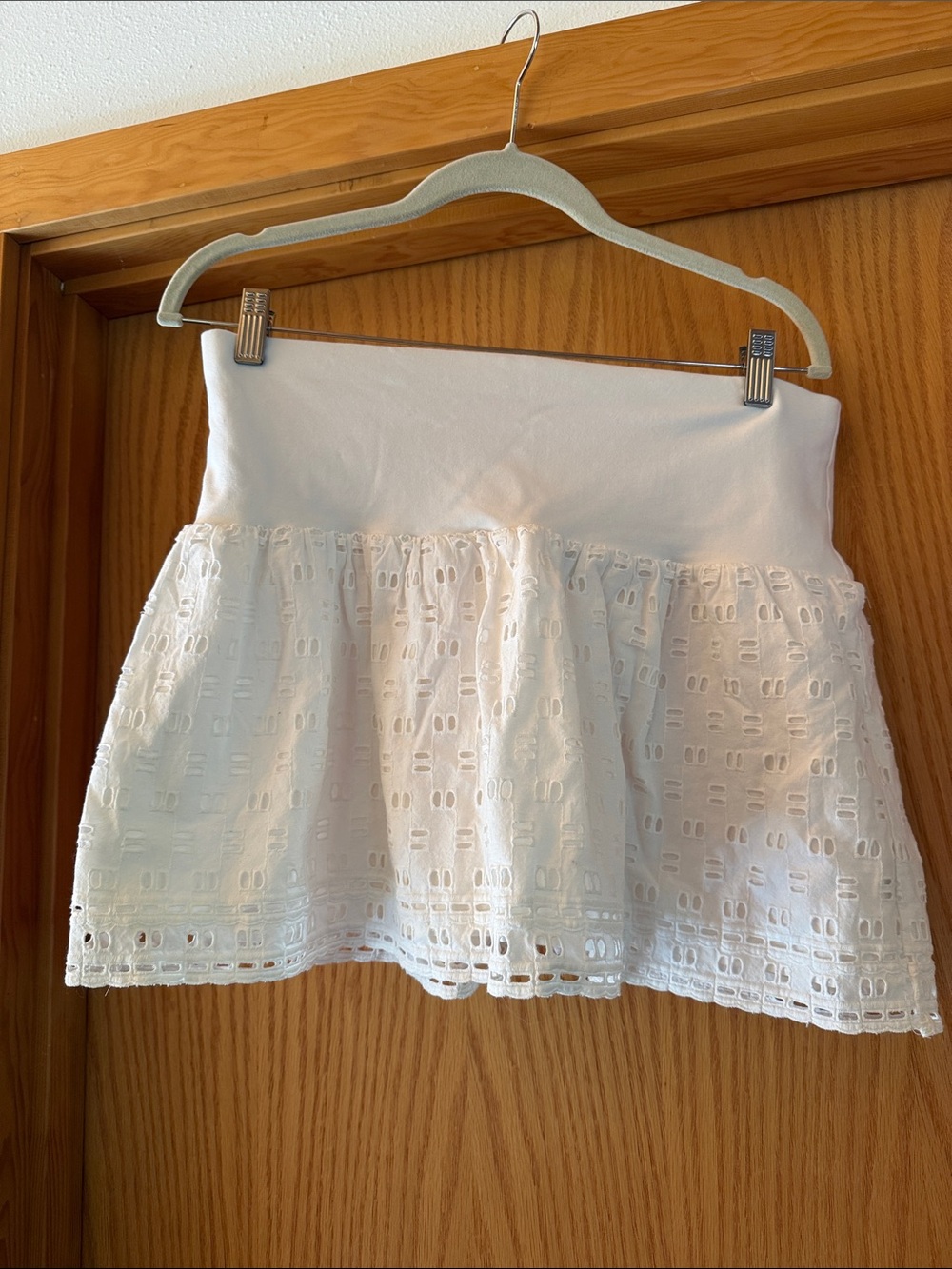 Express White Eyelet Skater Mini Skirt